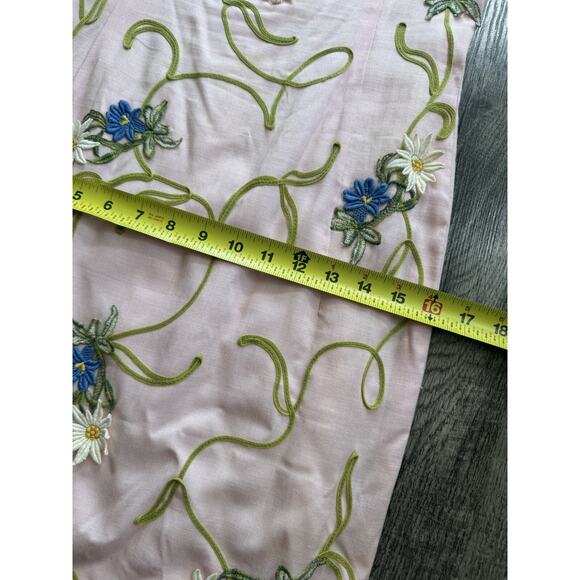 1950s Minx Modes Vintage Garden Cocktail Dress Pink Embroidered Floral Flower XS - Picture 11 of 16